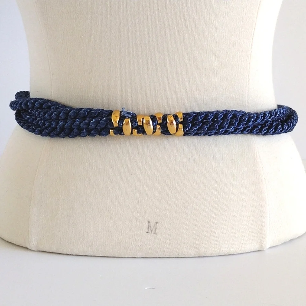 Vintage SITI Belt Enamel Buckle Braided Stretch Rope Belt
